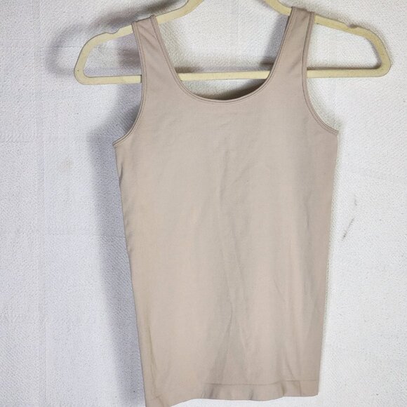 Ann Taylor Tan Seamless Body Hugging Scoop Neck Nylon Span Modern Tank Top XS/S - Picture 8 of 16